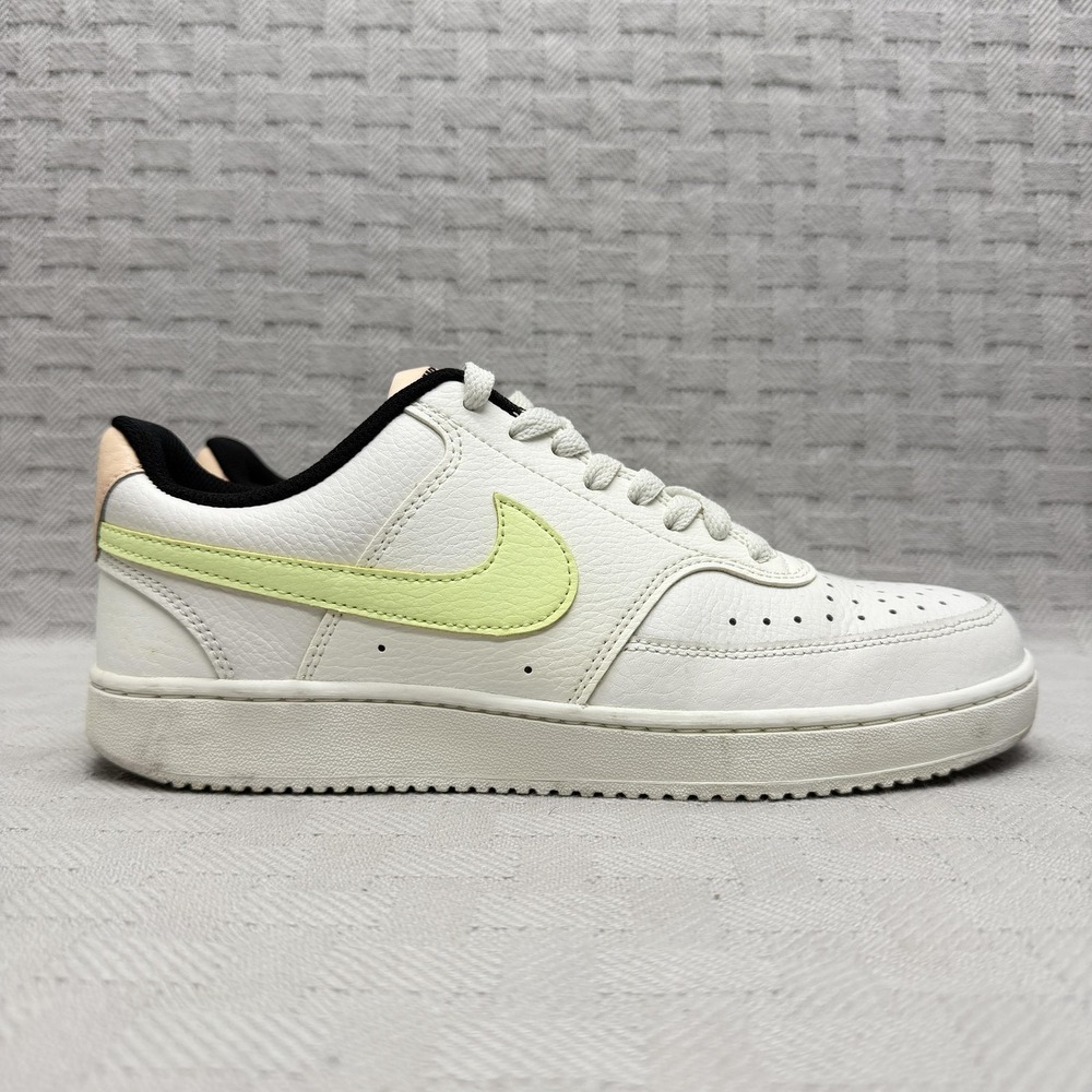 Nike Court Vision Low Shoes Womens Size 9.5 White Barely Volt DC1868-100